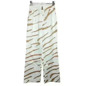 Raquette women's brown zebra print pants wide leg tailored pants size small